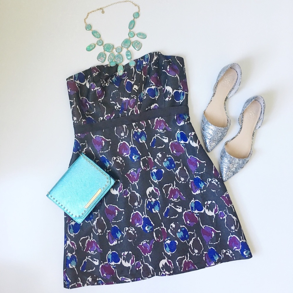 American Eagle Floral Strapless Sweetheart Dress